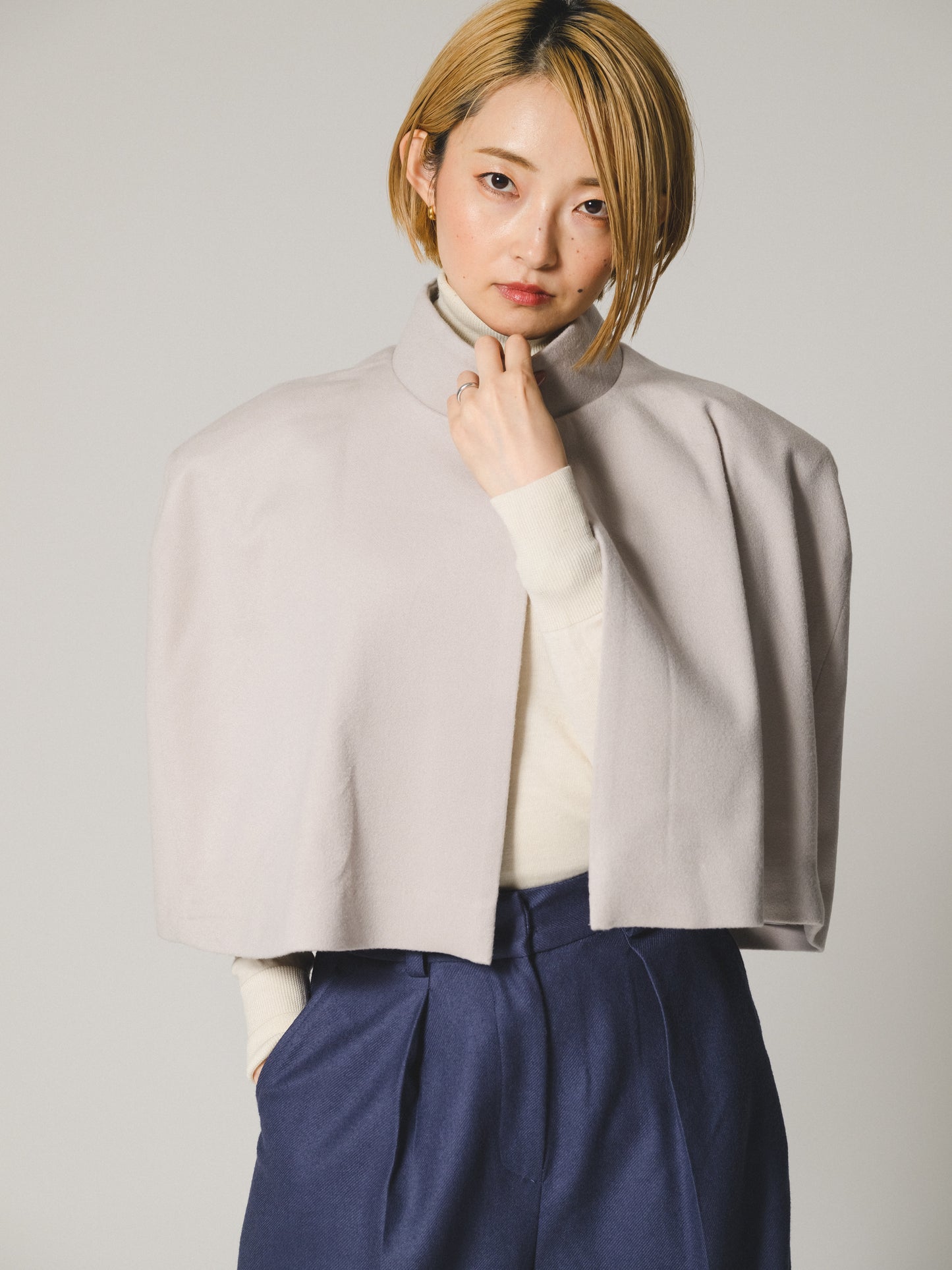 マント (カシミヤ) Short cashmere cloak